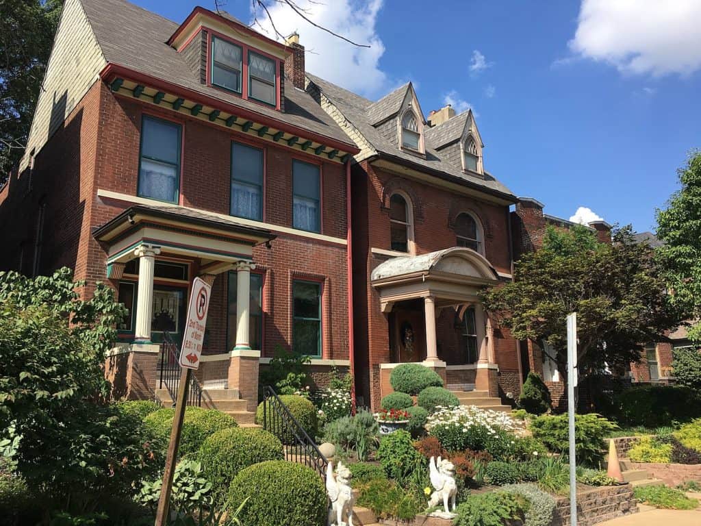 Brick Homes on Castleman Avenue in Shaw neighborhood in St. Louis