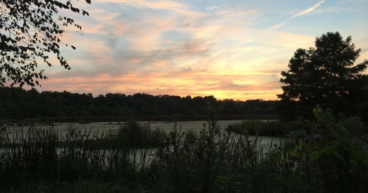 Sunset and lake in Edwardsville IL