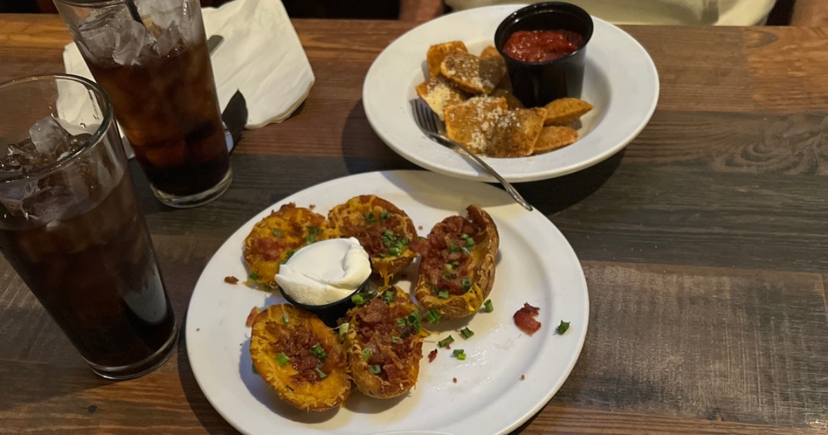 Potato skins and fried ravioli from Frankie G's