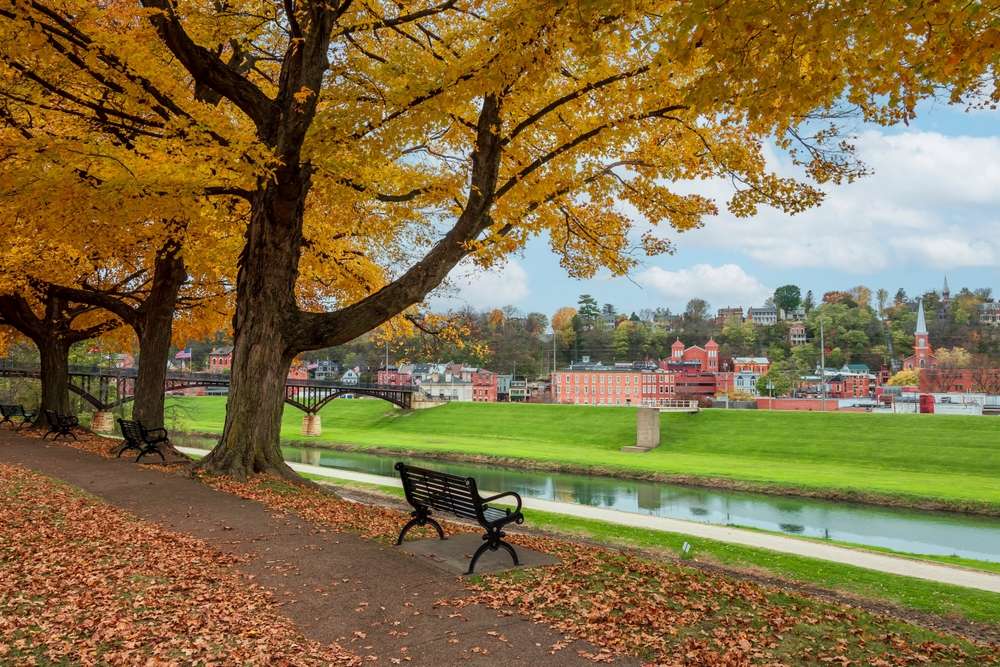 galena illinois park with a creek and trees during autumn